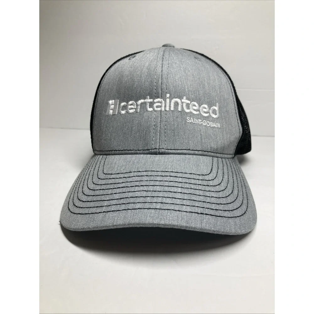 Certainties Saint-Gobain Cap Hat Gray Black Adult Adjustable Mesh SnapBack‎